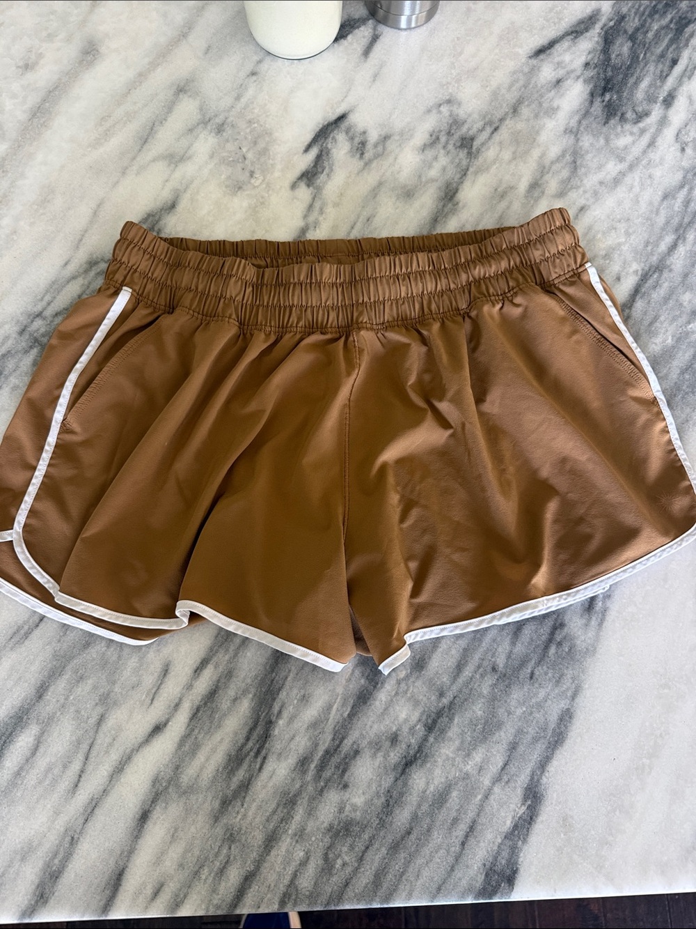 aerie Brown Athletic Lounge Shorts with White Trim